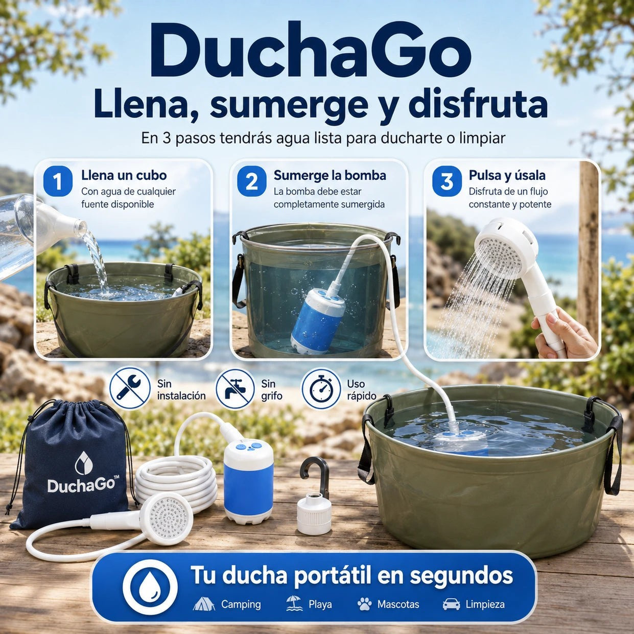 Ducha Portátil Absorbente Recargable