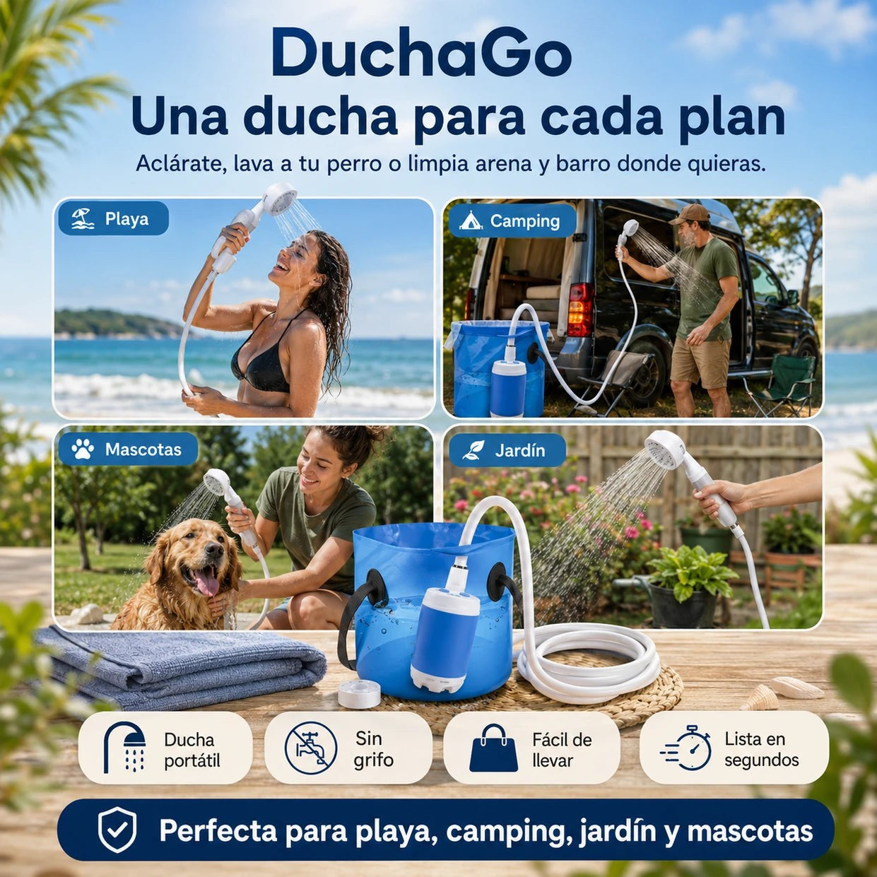 Ducha Portátil Absorbente Recargable